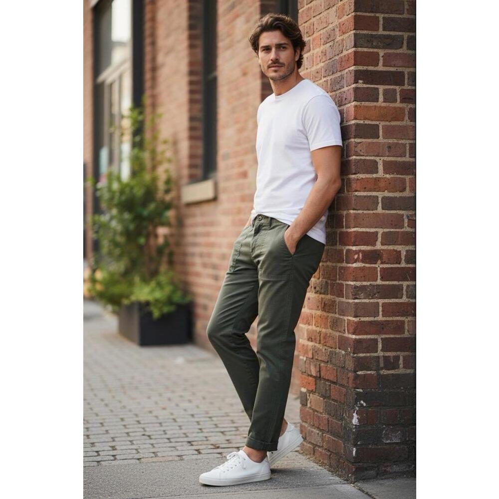 Lee Heritage Stretch Pants Elastic Waist Approx 32 Gray Slim Fit
